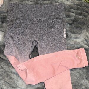 Gymshark Women's Leggings in Gray and Pink